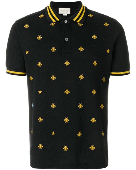 gucci black and yellow bee pollo|gucci bee embroidery polo.